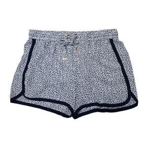 Michael Kors Womens Drawstring Shorts Navy Trim Leaf Print Summer Beach Comfy M